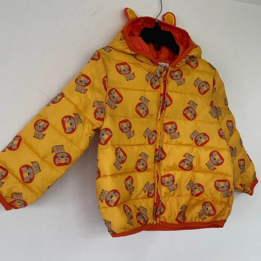 Robeez Ro + Me Yellow Orange Coat Jacket Lion Print Size 24 Months